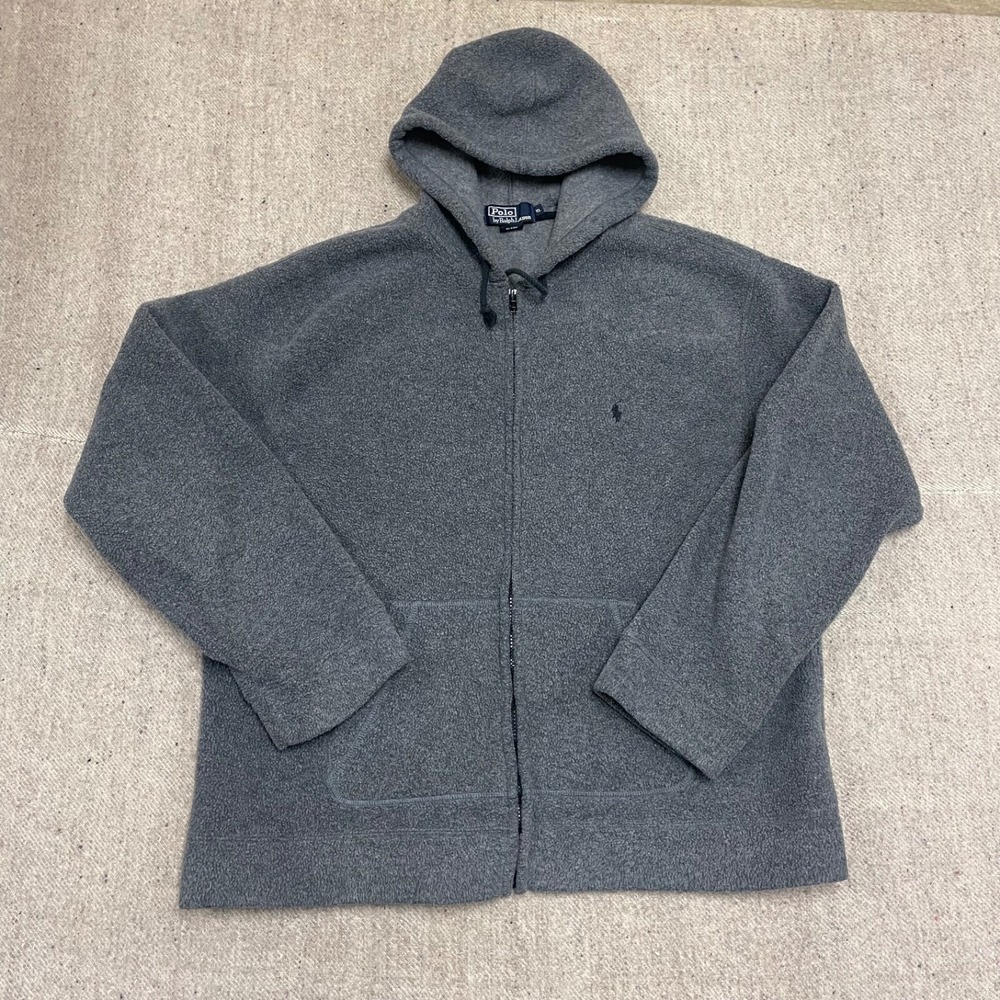 Polo Ralph Lauren zip up hoodie men's club‎ grey fuzzy